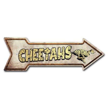 Signmission Cheetahs Arrow Sign Funny Home Decor 30in Wide P-ARROW10-999920